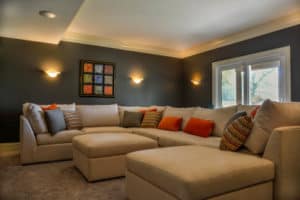 a living space combining warm and cool paint color moods