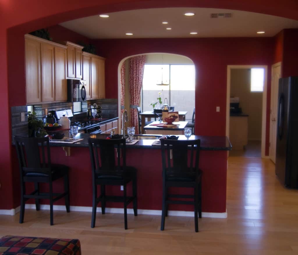 image of a kitchen painted with various paint finishes