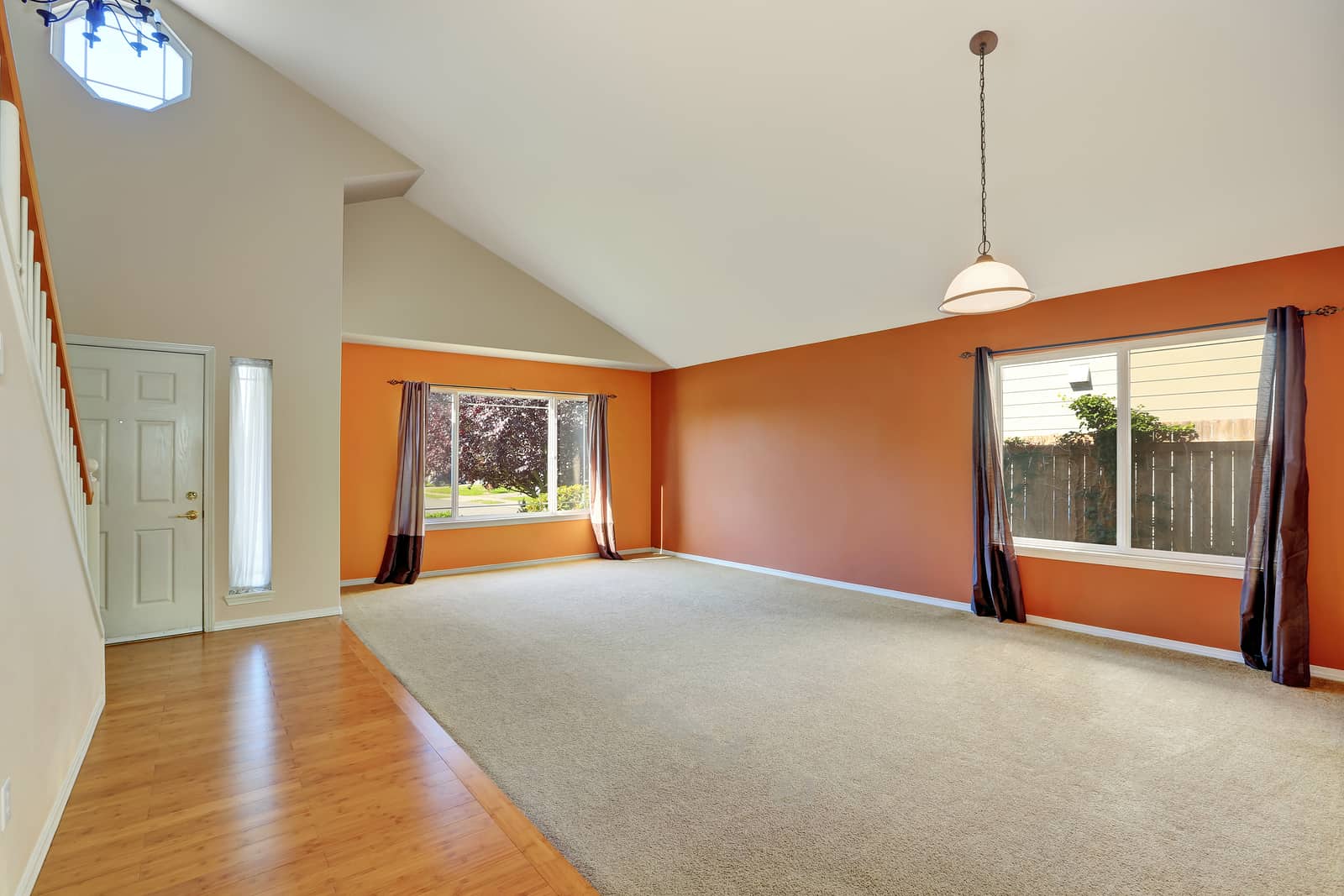 image of a two orange-painted accent walls
