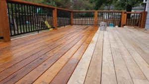 image of a re-stained wood deck by SNL Painting Inc. — benefits of wood deck restoration