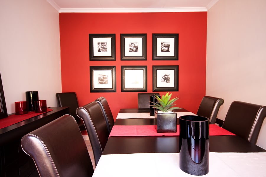 Fashion Colors for Trim and Accent Walls, red walls on a dining room