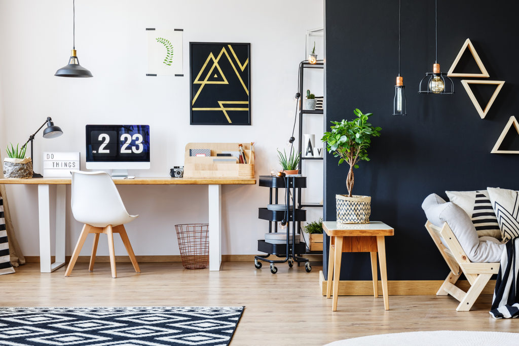 office with white wall and black wall