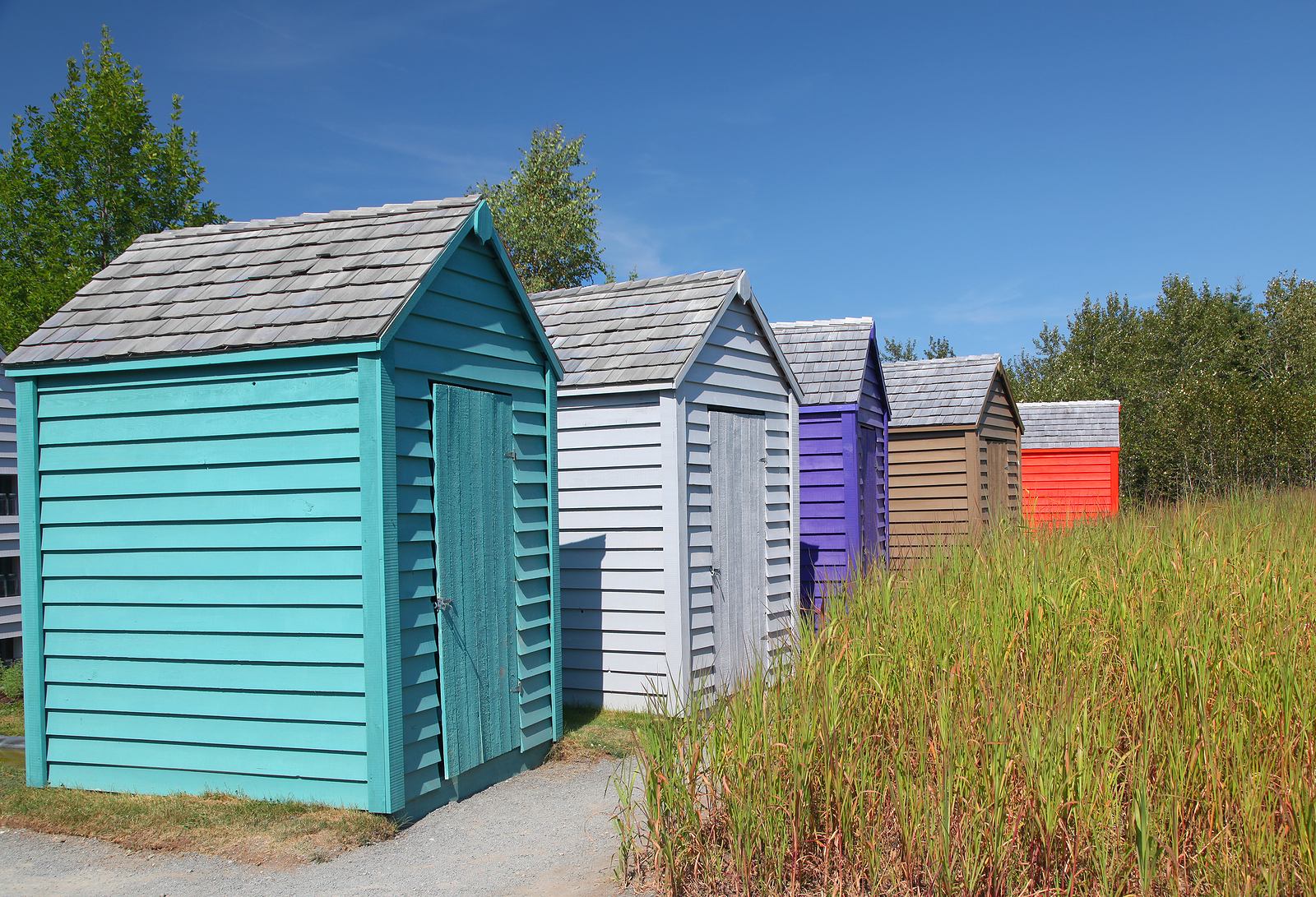 colored garden sheds