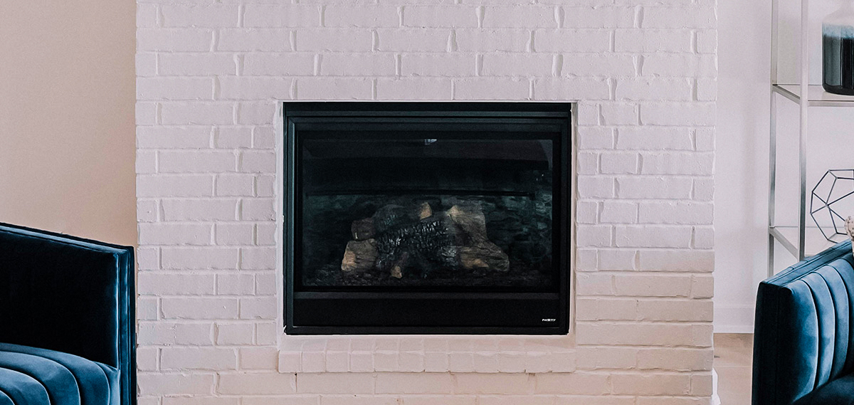white brick fireplace